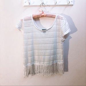 (4/$25) Rue21 White Bohemian Style Fringe Shirt
